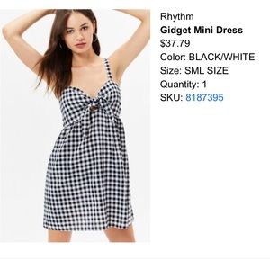 Rhythm Gidget Mini Dress with Tie Front in Gingham